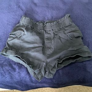 Black ruffled shorts